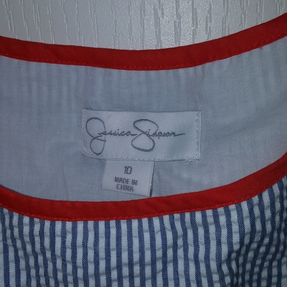 Jessica Simpson striped dress sz 10 Blue/White - Picture 2 of 7